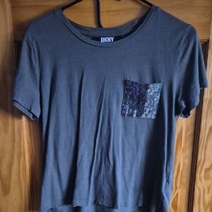 DKNY Army Green Tee with Sequin Accent